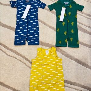 Bundle of 3 Hanna Andersson Baby Boy Rompers with Fun Prints